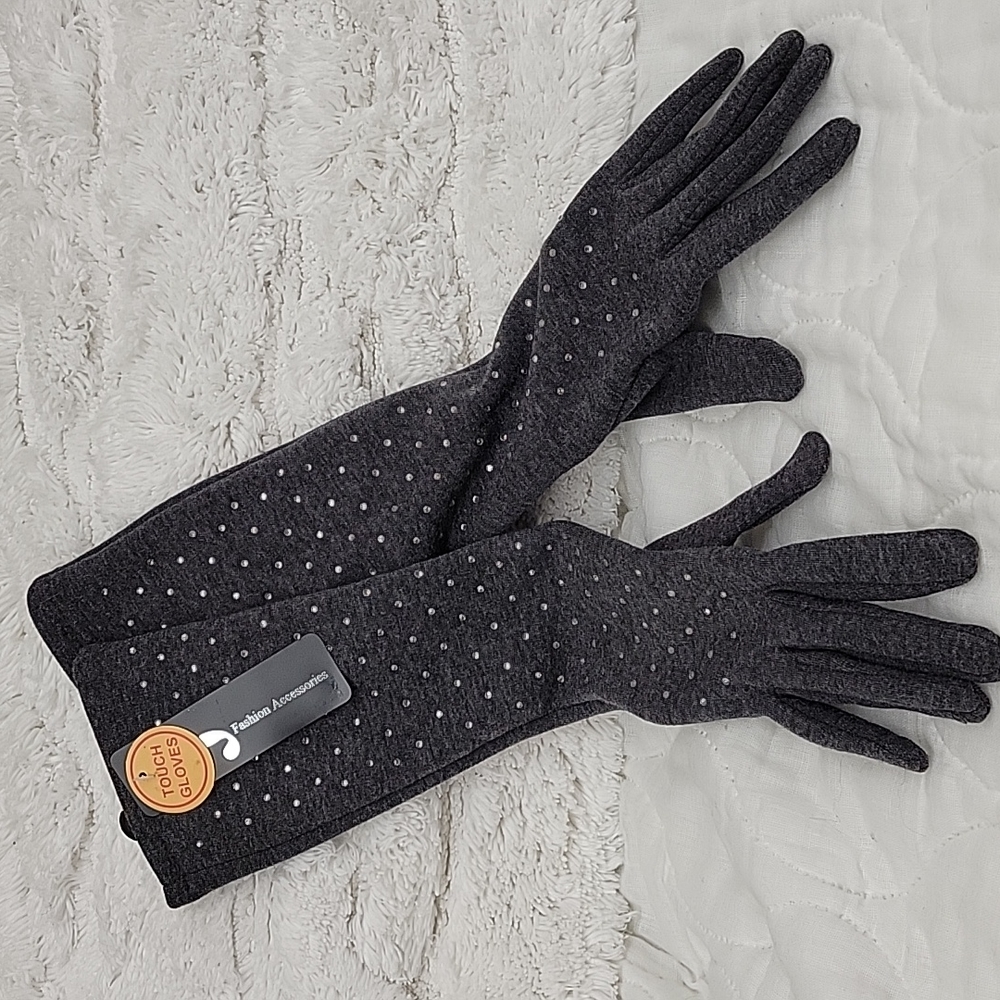 Glamarama rhinestone decorated long gloves